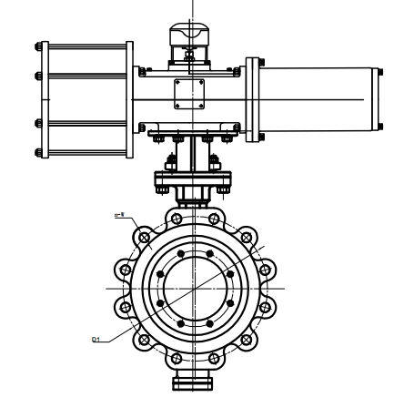 Triple Offset Butterfly Valve with Scotch Yoke Type Pneumatic Actuator